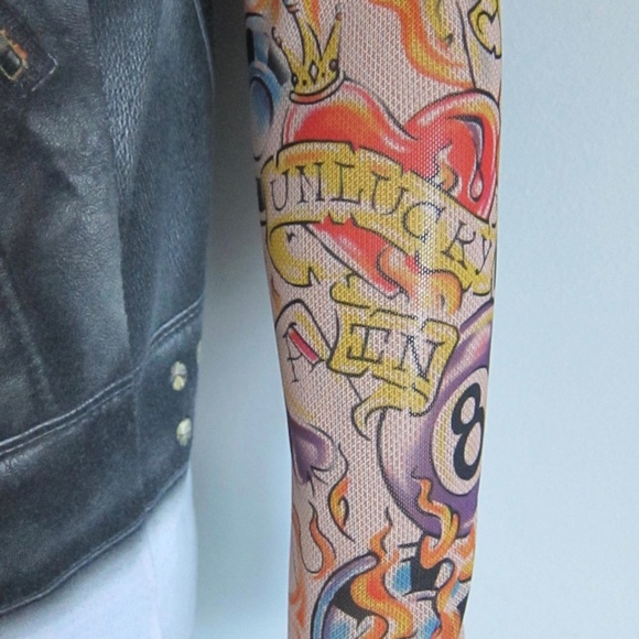 FAUX REAL BIKER MOTO TATTOO T SHIRT - Picture 4 of 12